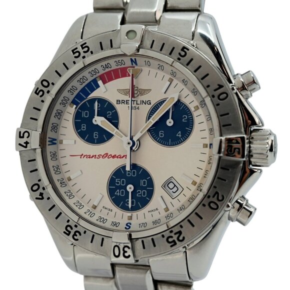 Breitling 41mm Men's Transocean Yacht Timer Chronograph Swiss SS Watch - Picture 8 of 9